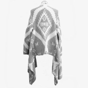 Vintage Rare Ralph Lauren Hand-Knit Blanket Aztec Sweater Wrap